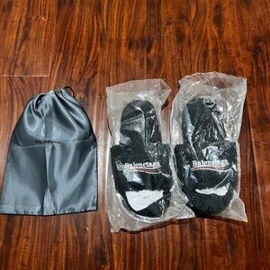 Balenciaga Black Fur Slides with Dust Bag